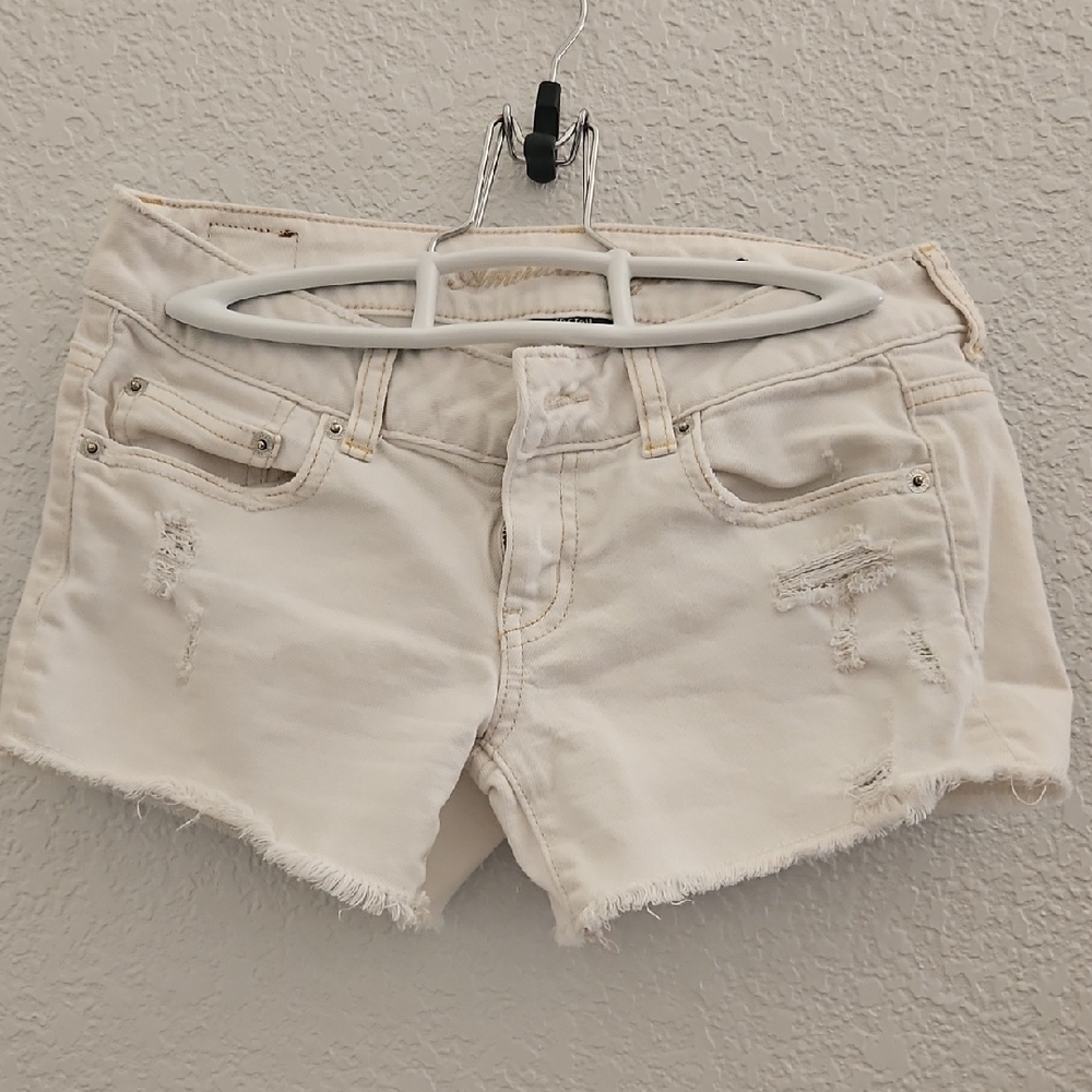 Women's Cream Denim Shorts